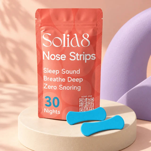Solid8 Nose Strips pouch with two blue external nasal strips