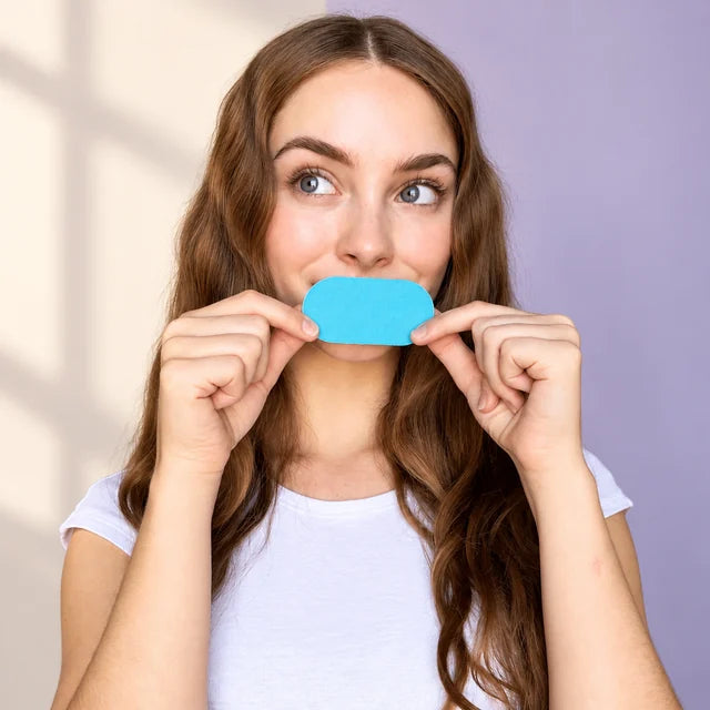Solid8 model demonstrating the fit of the mouth tape